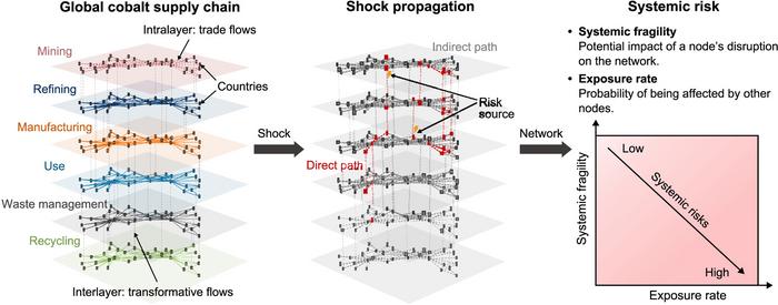 Systemic risk and shock propagation in the global cobalt supply chain.