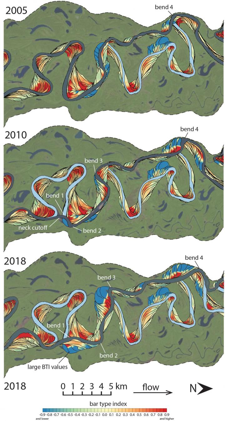 Formation of counter-point bars along Mamor&eacute; River