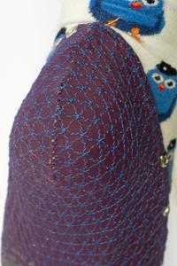 Heel area of the embroidered footwear while worn.