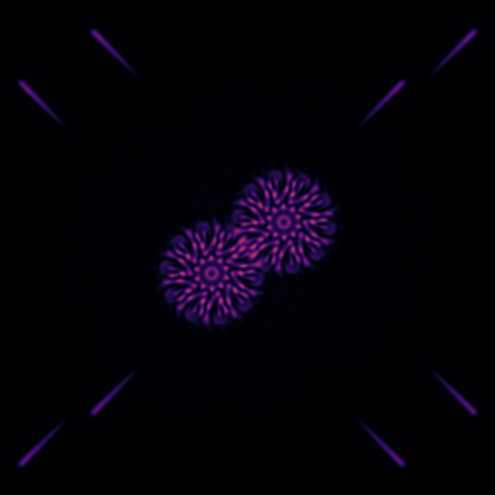 GIF of a simulated view of Alpha Centauri system via TOLIMAN telescope
