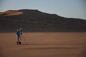Prof Jo Neild studying mini dune
