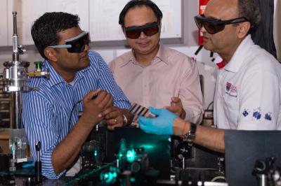 NTU Scientists Holding Their Perosvkite Solar Cell