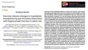 Exercise induces changes in tryptophan metabolism by gut microbes associated with hippocampal function in adult rats