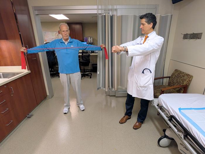 Study senior author Dr. Andres Duarte and transplant candidate Steven McGowan at Northwestern Medicine Organ Transplant Center in Chicago