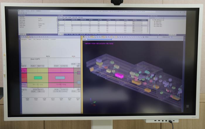 Dr. Euiyoung Kim, Principal Researcher at KIMM’s AX Convergence Research Center, reviews ship survivability analysis results using ‘isSAFE’