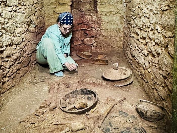 University of Houston provost and archeologist Diane Chase in newly discovered tomb
