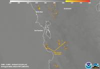 Suomi NPP image showing fire temperatures