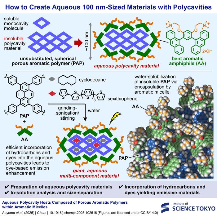 How to Create Aqueous 100 nm-Sized Materials with Polycavities