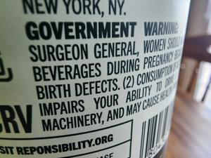 "Government warning" alcohol label