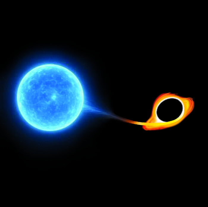 Massive star near black hole