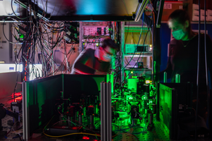 Researchers work in the lab