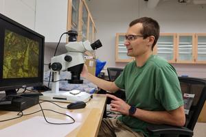 Prescott Vadya, geosciences graduate student, has taken a deep dive into Salterella, an ancient and unusual organism that sported both a shell and a skeleton.