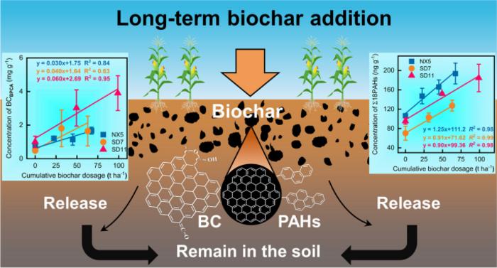 Dosage- and site-dependent retention of black carbon and polycyclic aromatic hydrocarbons in farmland soils via long-term biochar addition