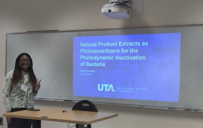 Debby Sunday showcased her research at a recent American Chemistry Society conference at East Texas A&M in Commerce