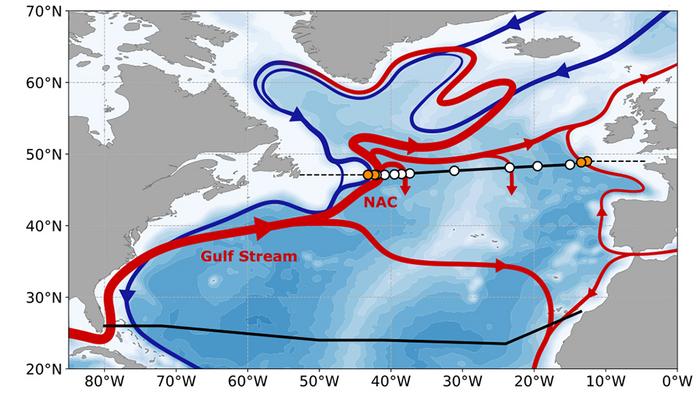 Schematic representation of the most important North Atlantic currents.