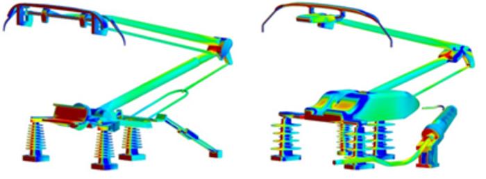 PRESSURE CONTOURS OF THE ORIGINAL AND OPTIMIZED PANTOGRAPH