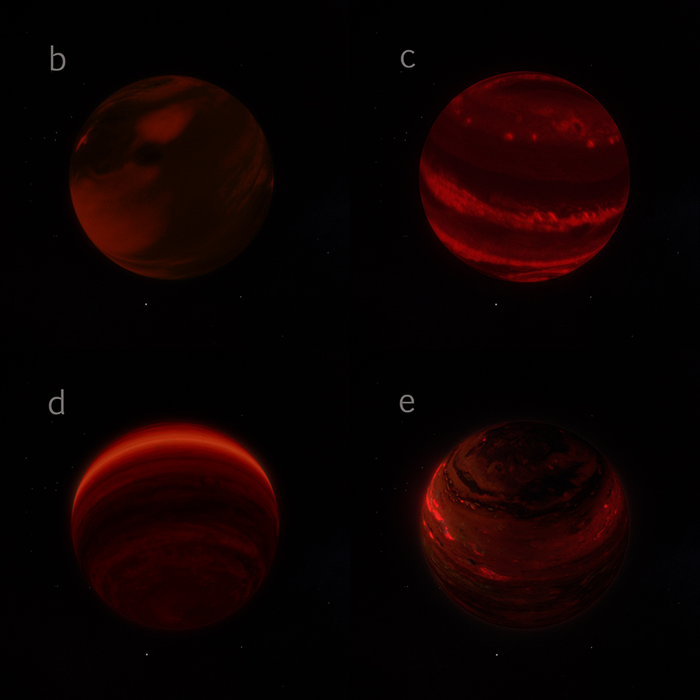 Spinning HR 8799 Planets as Viewed in Infrared