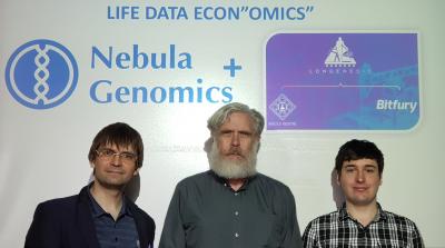 Human Life Data Economics Research Partnership. Dennis Grishin (Left), Prof. George Church (Middle) 