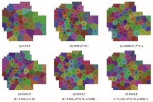 Six location planning outcomes for an urban area using different location models