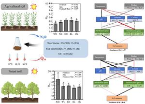 Biochar modulates temperature sensitivity of soil N2O emissions: soil-specific mechanisms