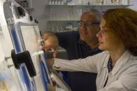 Dr. Ronen Hazan Tests a Sample at Hadassah Medical Center-Hebrew University of Jerusalem School