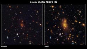 Cluster XLSSC 122: Hubble versus JWST