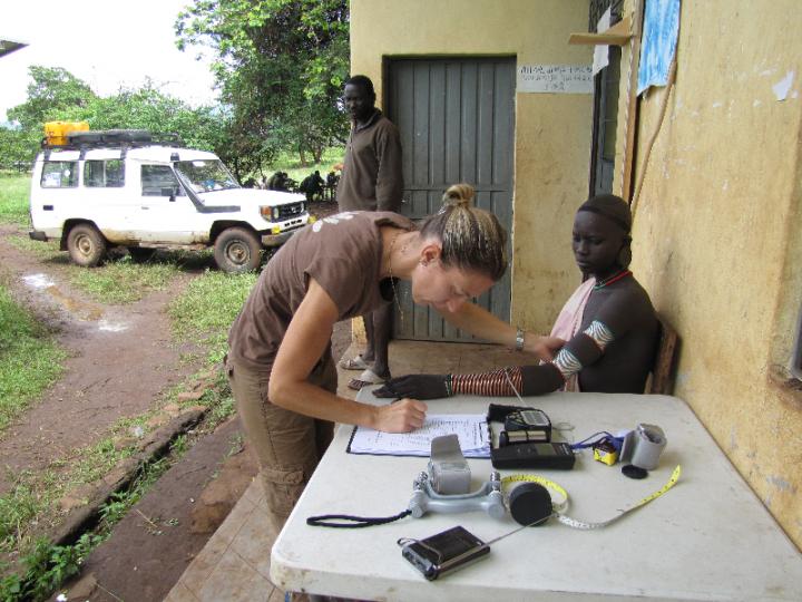 Researcher Collects A Skin Reflectance Reading