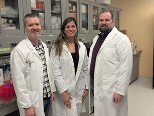 Waterloo researchers (L to R) Dr. Brian Ingalls, Dr. Sara Sadr and Dr. Marc Aucoin have engineered bacteria to treat cancer by eating tumours from the inside out.