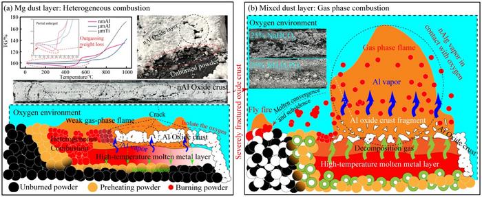 MECHANISM OF VIOLENT COMBUSTION EFFECT ON NAL DUST LAYER CAUSED BY HIGH-DECOMPOSITION INERTANTS.