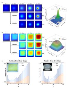 Figure 2: Experimental thermal field retrodiction evolution of the 3D-printed sample and the chip.