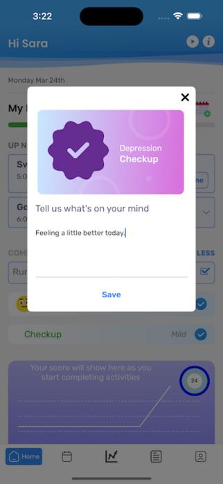 Screenshot from the Moodivate app