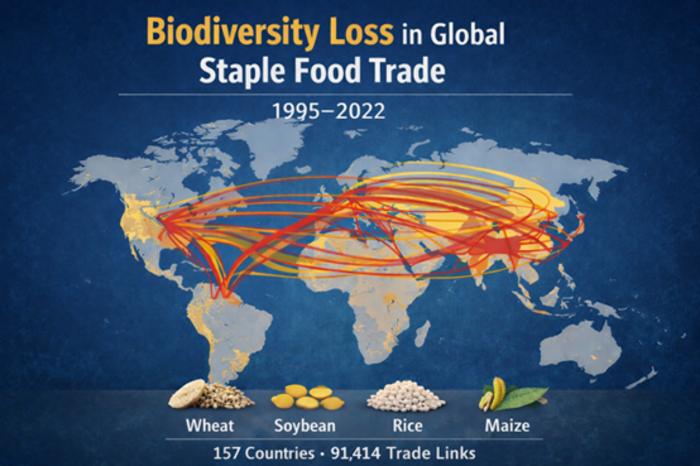 Global biodiversity loss embodied in staple food trade (1995–2022)