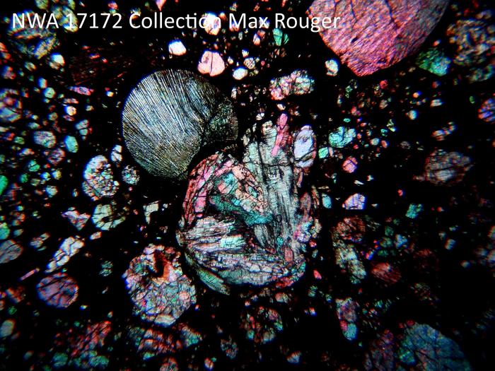 Polarized light micrograph of chondrules