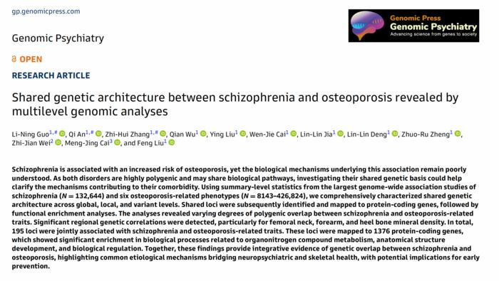 Shared genetic architecture between schizophrenia and osteoporosis revealed by multilevel genomic analyses