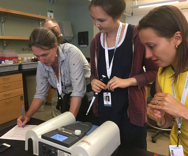 MBL Logan Science Journalism Fellows in their Woods Hole Lab 2018