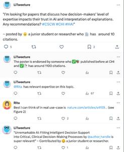 An example timeline of social media posts shows how LiTweeture is used.