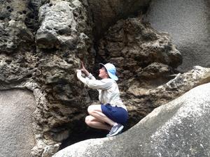 Dr. Dutton examining outcrop