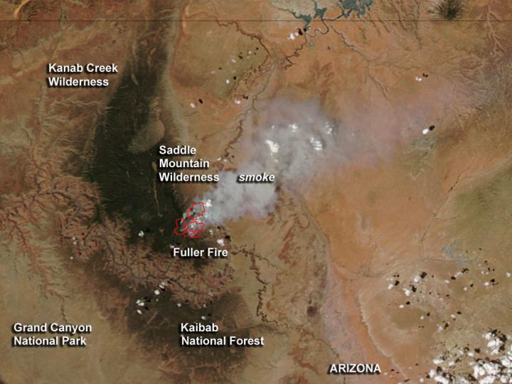 Arizona's Fuller Fire Seen by NASA's Aqua Satellite