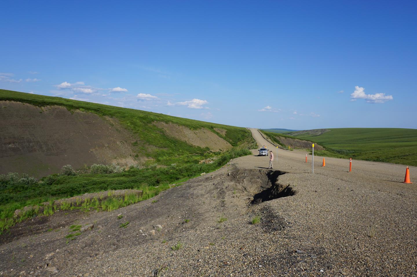 Road Subsidence Caused by Changes in Permafrost