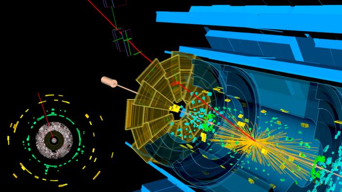 The team’s chip processes information from millions of collisions each second.