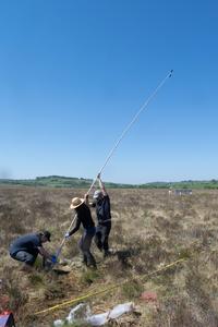 University of Bristol researchers extracting long peat cores from Cors Caron Bog, near Tregaron