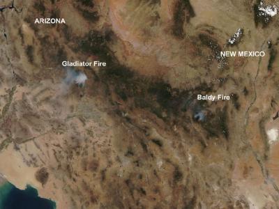 Arizona's Gladiator Fire and New Mexico's Baldy Fire