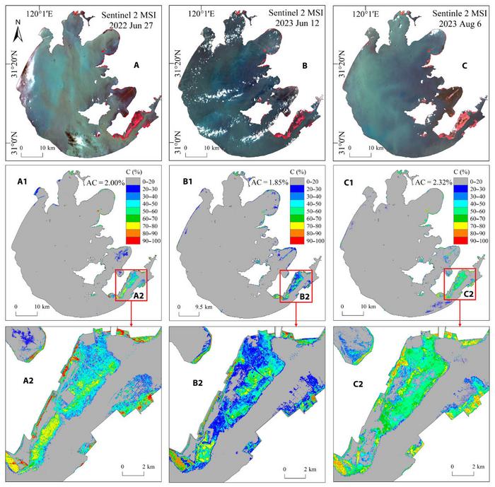 Validation of AV coverage in Lake Taihu using the Sentinel-based model.
