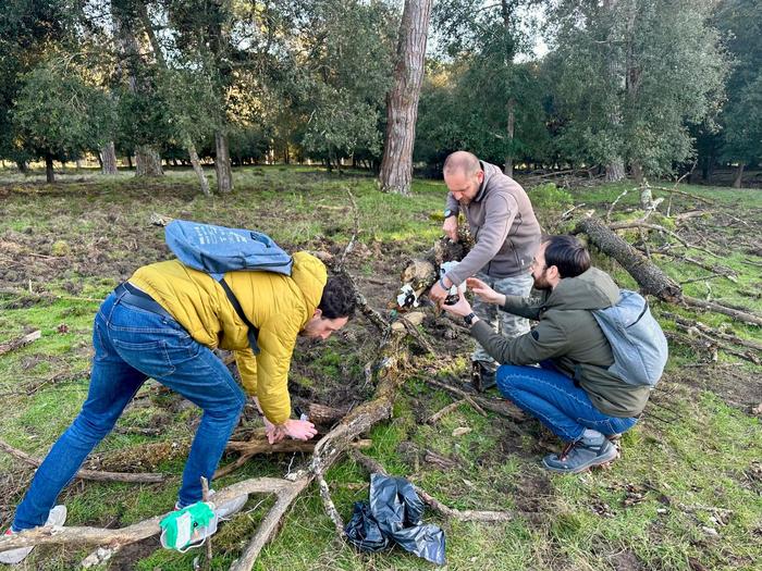 WatchEDGE researchers placing sensors in the wildlife area