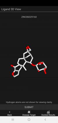 Screenshot of molecule in ViDok drug discovery app