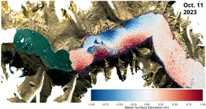 Dickson Fjord with sea-surface height measurements