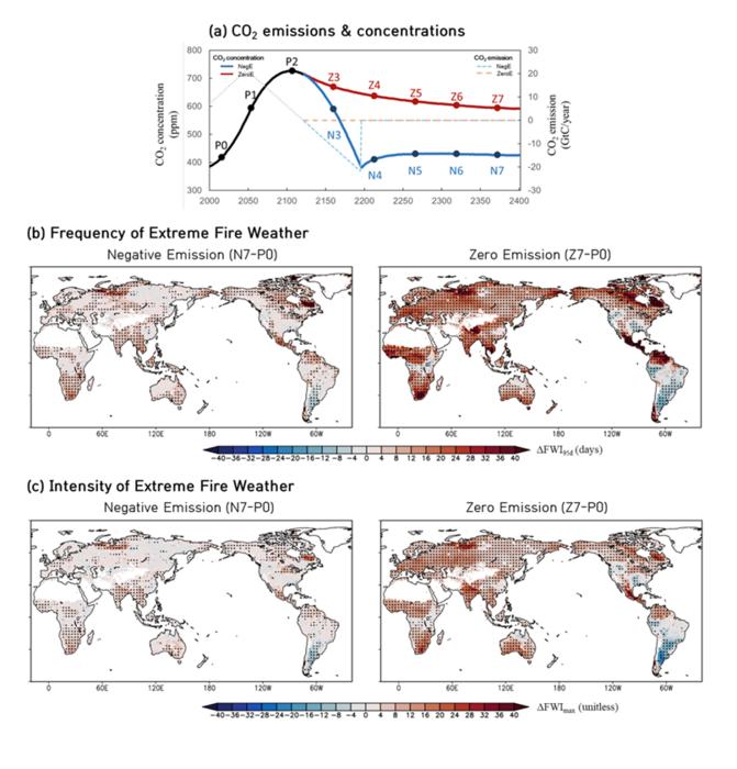 Projected Changes in Extreme Fire Weather Under Net-Zero and Net-Negative Carbon Emission Scenarios