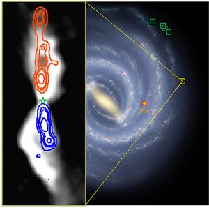 ALMA reveals protostellar jets and outflows in the Milky Way’s outer region [credit: Ikeda et al. (Niigata univ.), background: R. Hurt/NASA/JPL-Caltech/ESO]