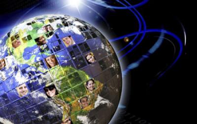 Illustration Shows the Earth with Images of Gaces and a Star a Lighting Effects in Space