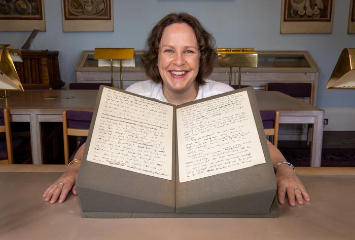 Professor Sarah Dillon with Alan Turing's short story